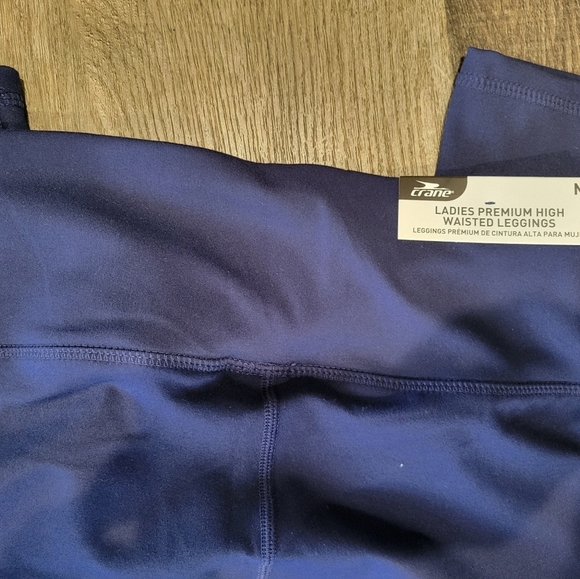 Blue High-Waist Athletic Leggings with White Stripes - Picture 5 of 9